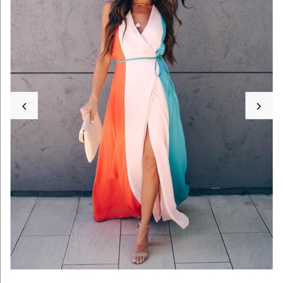 Color block wrap maxi dress, L - Picture 2 of 3